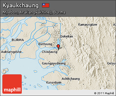 Shaded Relief 3D Map of Kyaukchaung