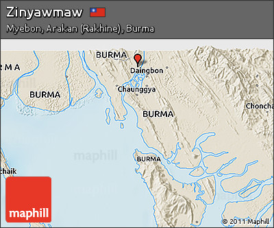 Shaded Relief 3D Map of Zinyawmaw
