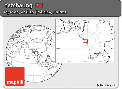 Blank Location Map of Yetchaung
