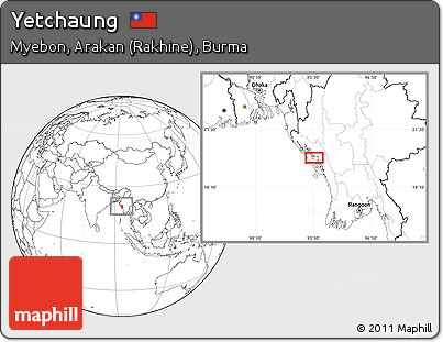 Blank Location Map of Yetchaung