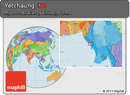 Political Location Map of Yetchaung