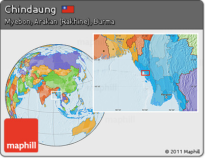 Political Location Map of Chindaung