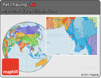 Political Location Map of Yetchaung