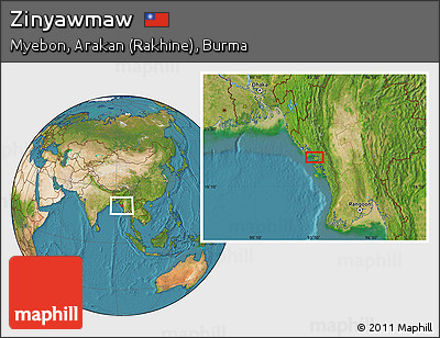 Satellite Location Map of Zinyawmaw