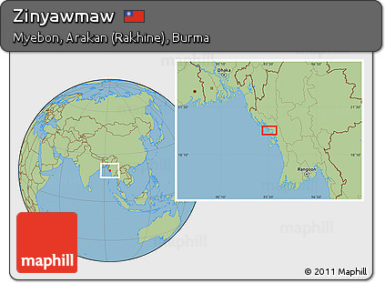 Savanna Style Location Map of Zinyawmaw