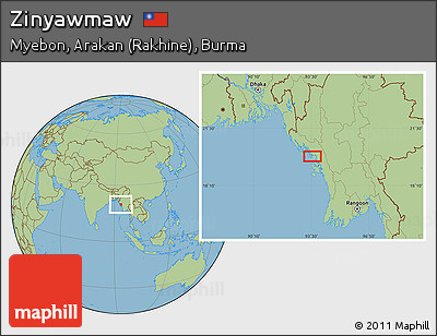 Savanna Style Location Map of Zinyawmaw