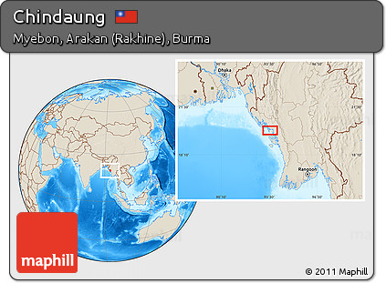 Shaded Relief Location Map of Chindaung