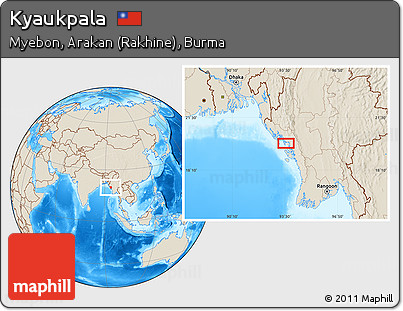 Shaded Relief Location Map of Kyaukpala