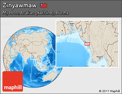 Shaded Relief Location Map of Zinyawmaw