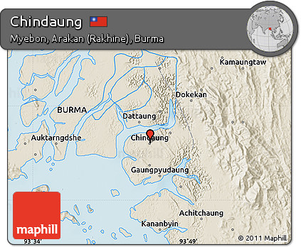 Shaded Relief Map of Chindaung
