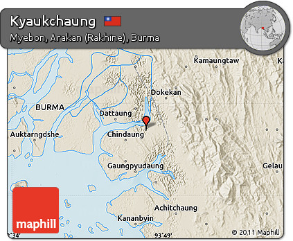 Shaded Relief Map of Kyaukchaung