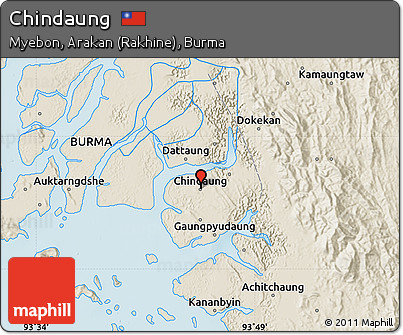 Shaded Relief Map of Chindaung