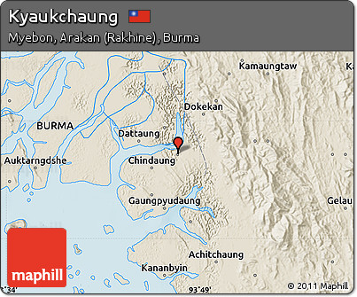 Shaded Relief Map of Kyaukchaung
