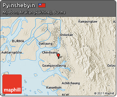 Shaded Relief Map of Pyinshebyin