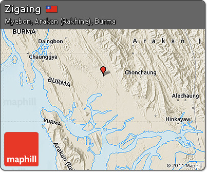 Shaded Relief Map of Zigaing