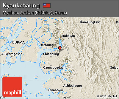 Shaded Relief Map of Kyaukchaung