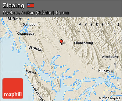 Shaded Relief Map of Zigaing