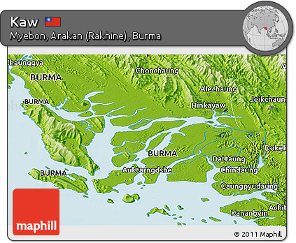 Physical Panoramic Map of Kaw