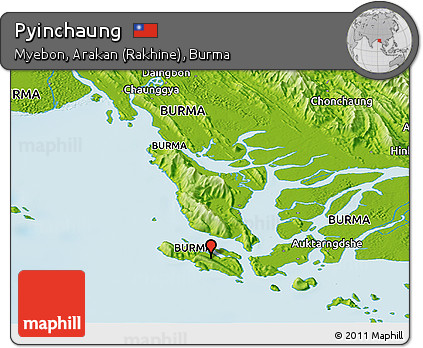 Physical Panoramic Map of Pyinchaung