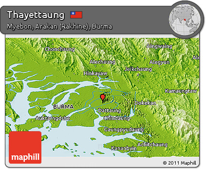 Physical Panoramic Map of Thayettaung