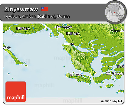 Physical Panoramic Map of Zinyawmaw