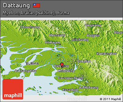 Physical Panoramic Map of Dattaung