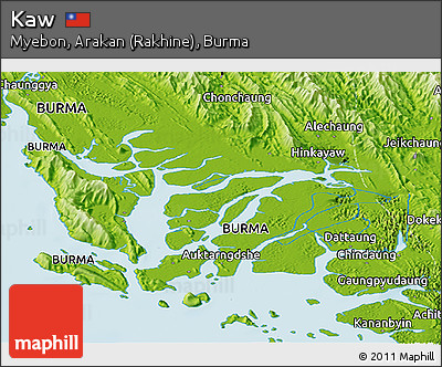 Physical Panoramic Map of Kaw