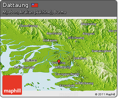 Physical Panoramic Map of Dattaung