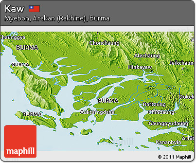 Physical Panoramic Map of Kaw