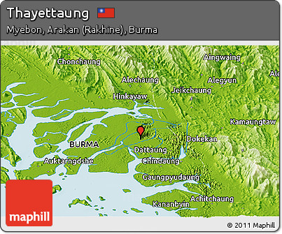 Physical Panoramic Map of Thayettaung