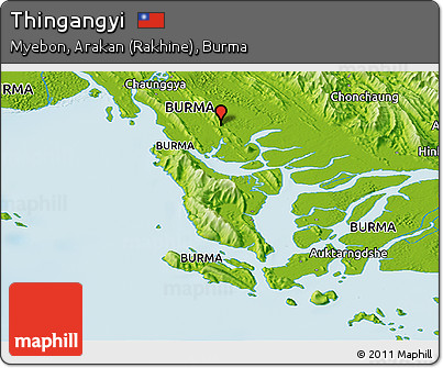 Physical Panoramic Map of Thingangyi