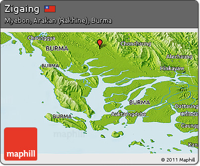Physical Panoramic Map of Zigaing