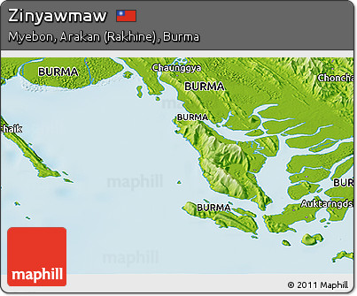 Physical Panoramic Map of Zinyawmaw