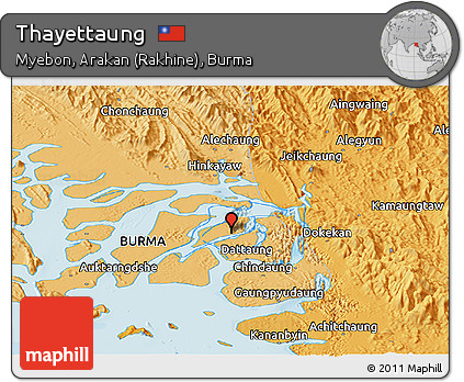 Political Panoramic Map of Thayettaung
