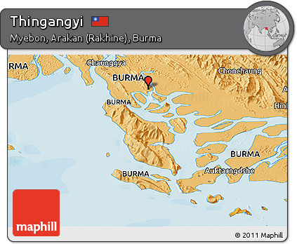Political Panoramic Map of Thingangyi