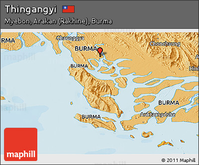 Political Panoramic Map of Thingangyi