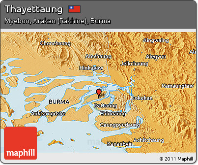 Political Panoramic Map of Thayettaung