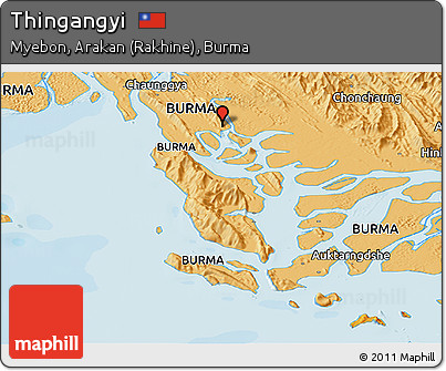 Political Panoramic Map of Thingangyi