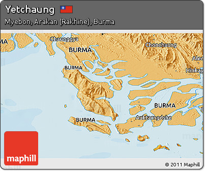 Political Panoramic Map of Yetchaung