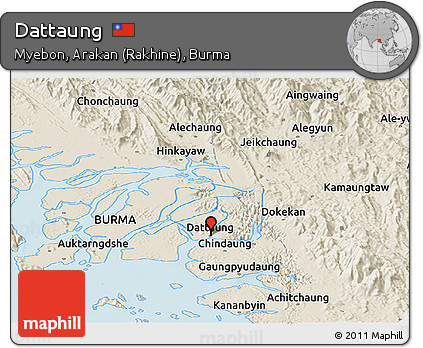 Shaded Relief Panoramic Map of Dattaung