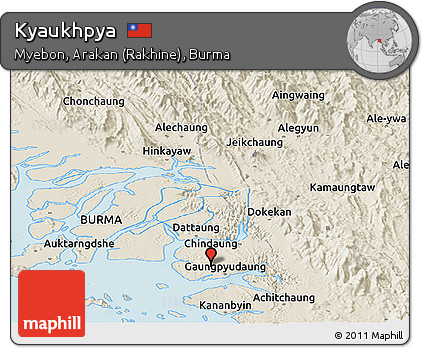 Shaded Relief Panoramic Map of Kyaukhpya