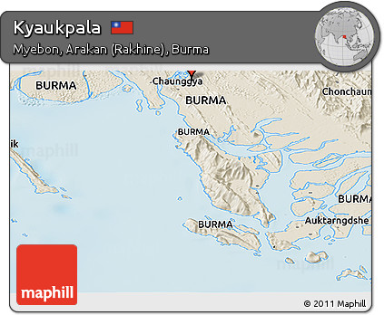 Shaded Relief Panoramic Map of Kyaukpala