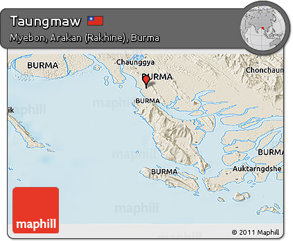 Shaded Relief Panoramic Map of Taungmaw