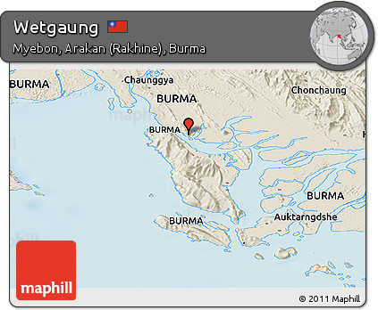 Shaded Relief Panoramic Map of Wetgaung