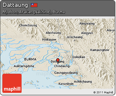 Shaded Relief Panoramic Map of Dattaung