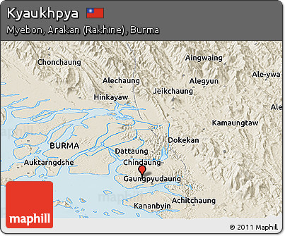 Shaded Relief Panoramic Map of Kyaukhpya
