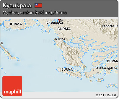 Shaded Relief Panoramic Map of Kyaukpala