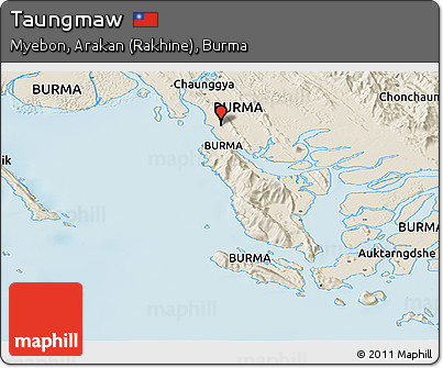Shaded Relief Panoramic Map of Taungmaw