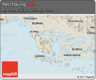 Shaded Relief Panoramic Map of Yetchaung