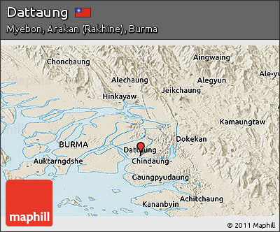 Shaded Relief Panoramic Map of Dattaung